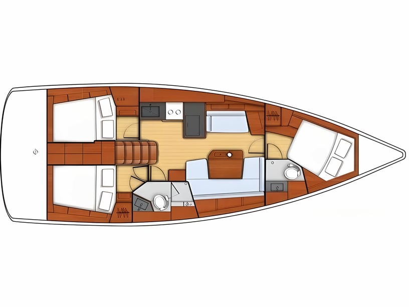 Athènes Voilier Cabine 3  Couchettes 6  Invités 6  12.43 m Numéro de l'annonce: #6569 2