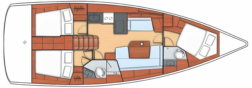 Gesplitst Zeilboot Cabine 3  8  slaapplaatsen 8  gasten 12.43 m Lijstnummer: #664 2